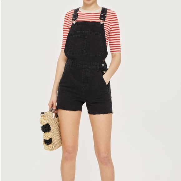 Topshop Other - Black Top Shop Denim Short Overalls NWT Size 8